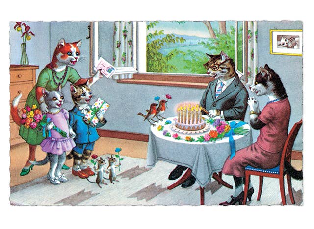 Laughing Elephant - Wholesale Postcard - Delightfully Dressed Cats - Everyday Boxed Postcards2