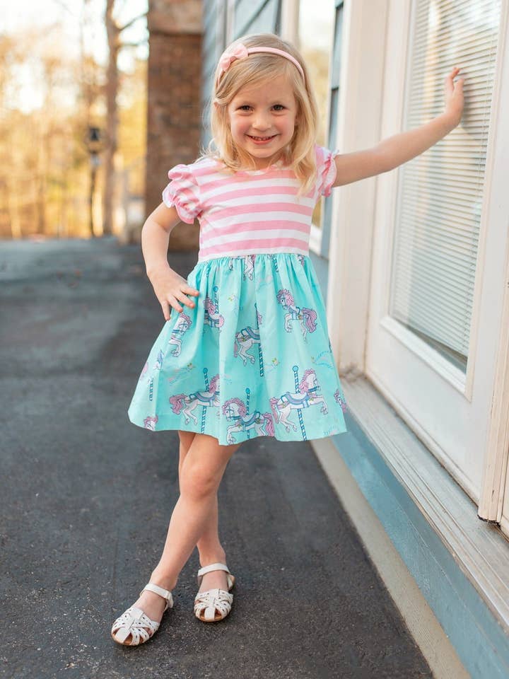 Posh Pickle - Wholesale Dress - Kids - Carousel Short Sleeved Swing Dress3