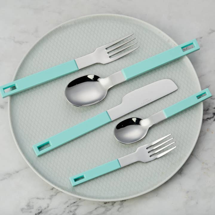 ANNOVA - Wholesale Flatware Set - ANNOVA Block Handle Silverware Set 20 Pieces Color Modern Style Flatware52