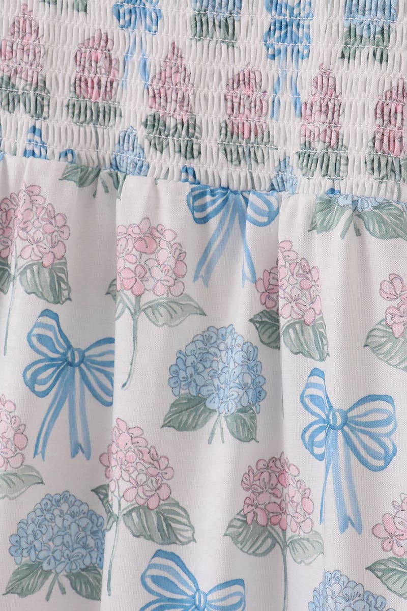 Aspen Rain Boutique - Wholesale Mommy & me sets - Blue hydrangea bow smocked mom&me dress2