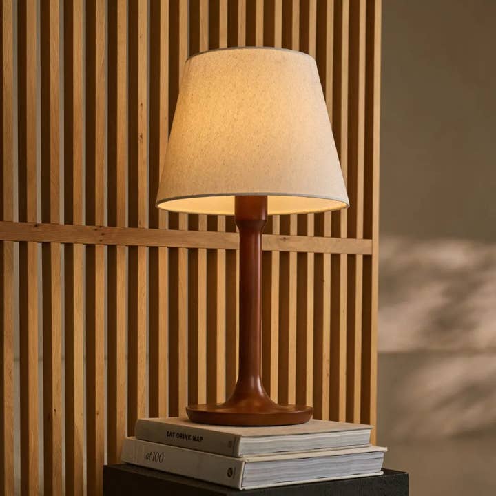 Tavellio - Wholesale Accent/Desk Lamp - Nova Chestnut Brown Lamp with Wooden Base | Stylish Living Room & Bedroom Lighting1