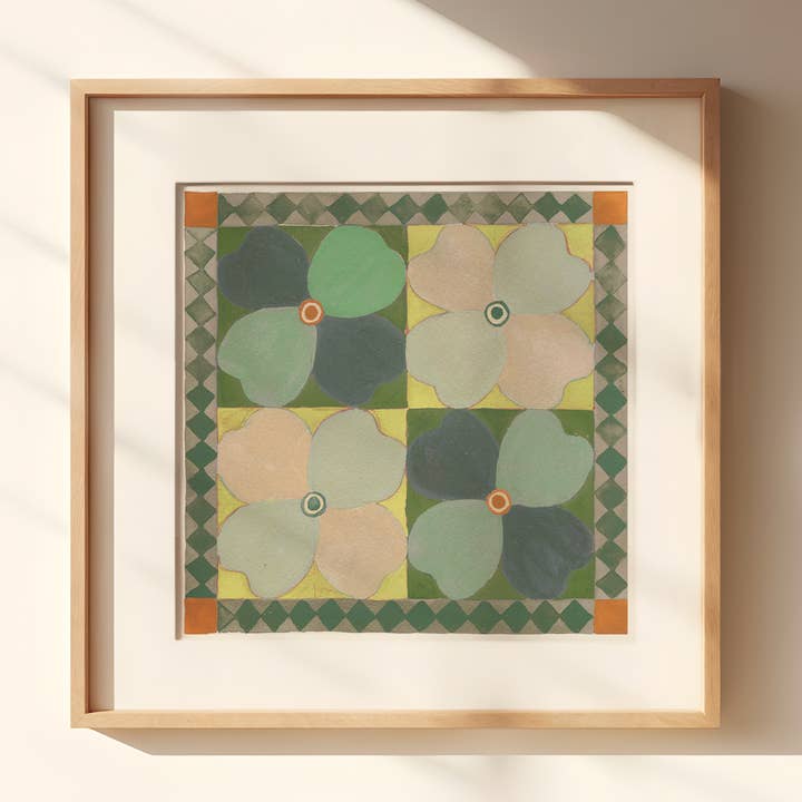 Dogwood Tile (Green) for wholesale by Meredith Walker Studio