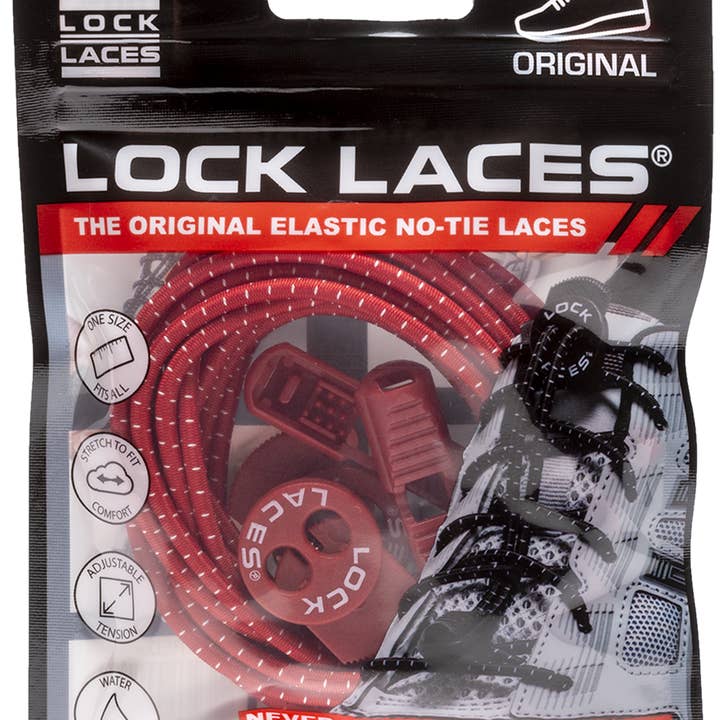 Red No-Tie Men's Shoelaces by Lock Laces for wholesale by LOCK LACES