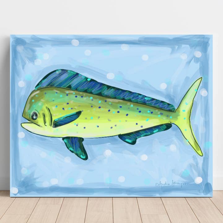 Mahi Mahi Fish Canvas Print - Coastal Nautical Beach Art Painting for wholesale by Audra Style
