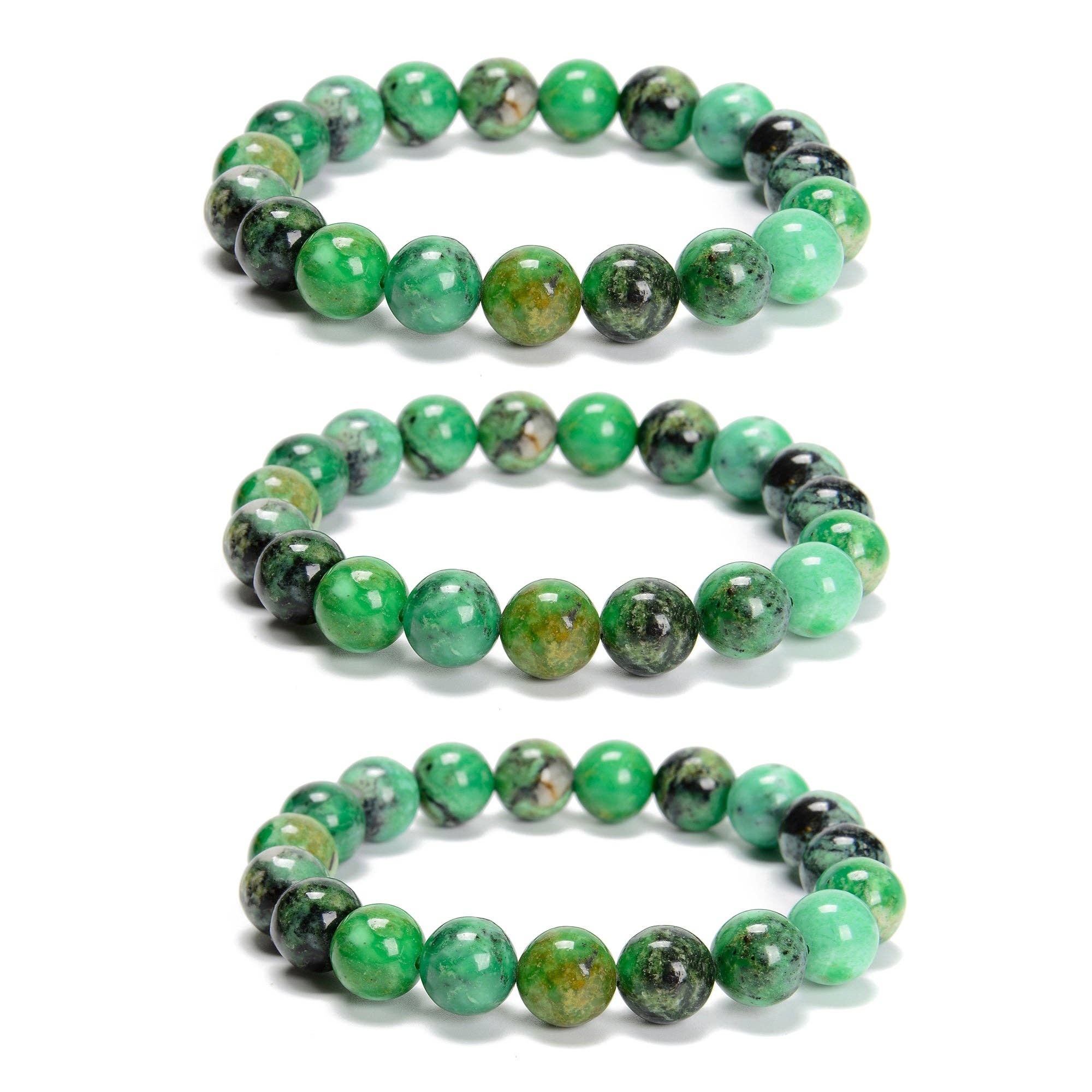 CRCBEADS - Wholesale Beaded Bracelet - Natural Variscite Smooth Round Beaded Bracelet Size 10mm 7.5'' Length Sold by Piece2