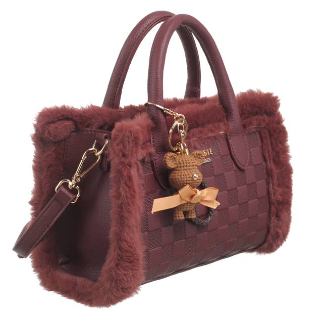 Bessie London - Wholesale Top Handle Bag - Women's - TEDDY FURRY BARREL BAG15