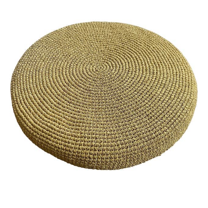 Rond zitkussen - geel goud - lurex/schuim - handgemaakt for wholesale by Luna-Leena - handmade in Nepal