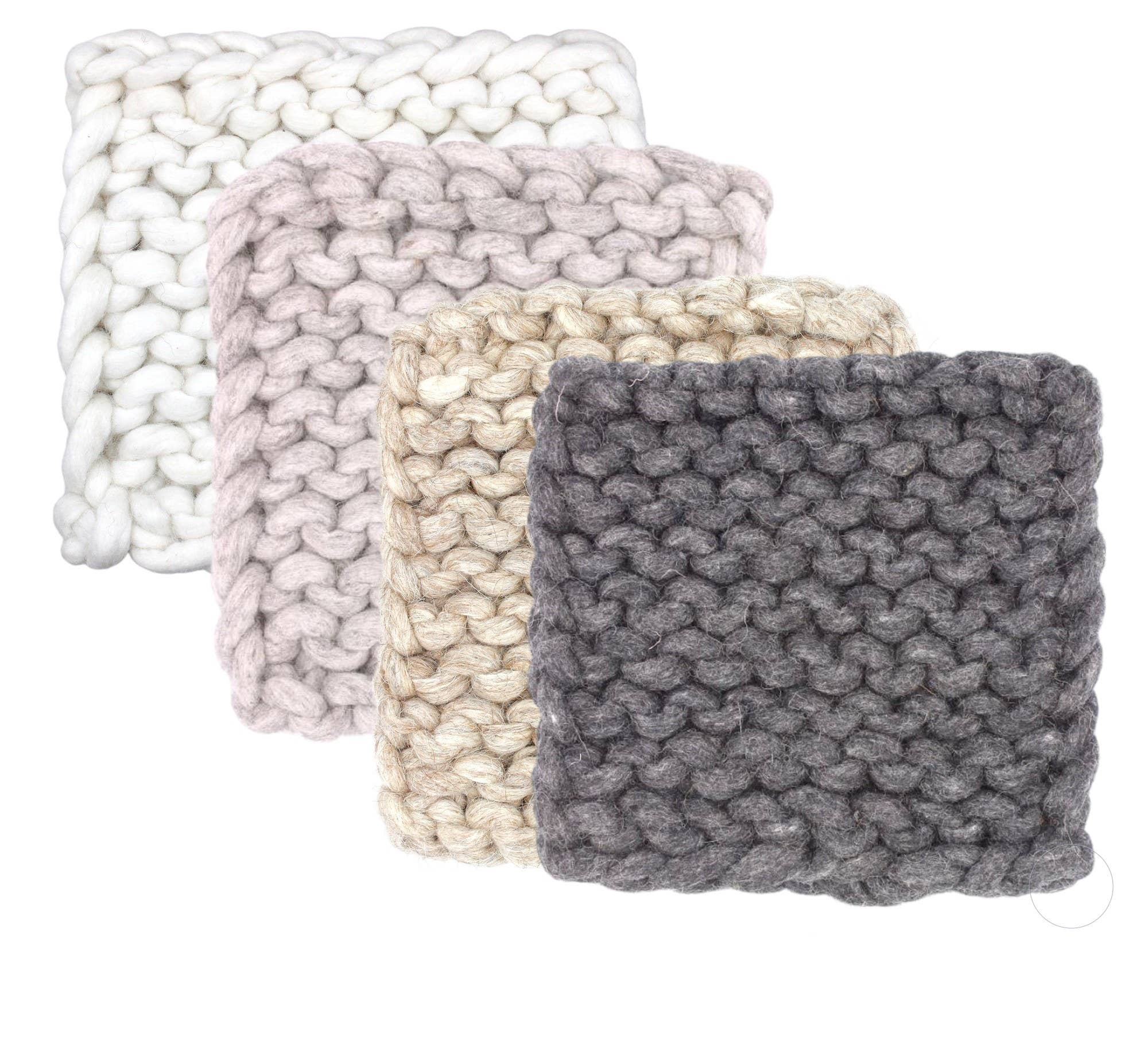 Chain Knitted Trivet NATURAL 8x8 Wool for wholesale on Faire2