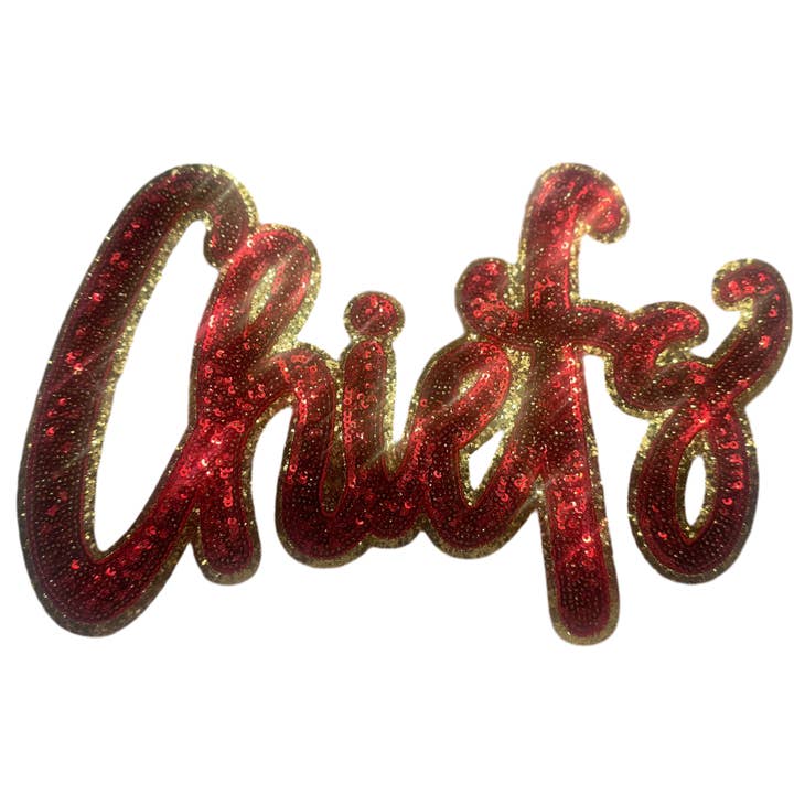 sequinandstiches - Vente Écusson - Patch Chiefs, écusson à paillettes, support doré à paillettes, écusson thermocollant, écusson Game Day, écusson de mascotte de lycée, écusson à faire soi-même5