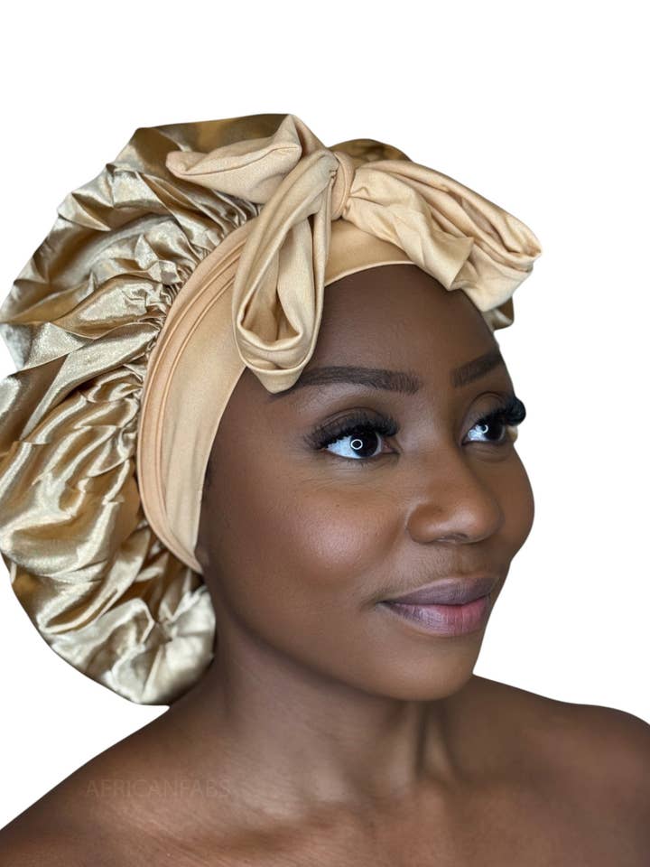 Touca de Cetim com alças - Caqui (Touca de dormir de cetim) por atacado de AfricanFabs