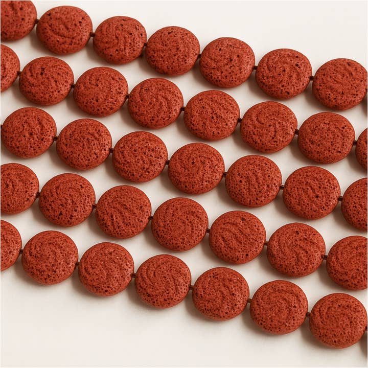Only Beads - Wholesale Beads - Dyed Coin Lava Beads | 25–30mm | 15" Strand | 1.5mm Hole