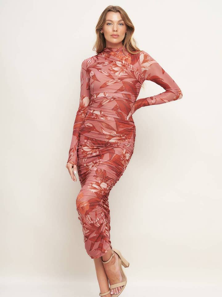 A printed power mesh midi dress - ID22975 for wholesale by FLYING TOMATO