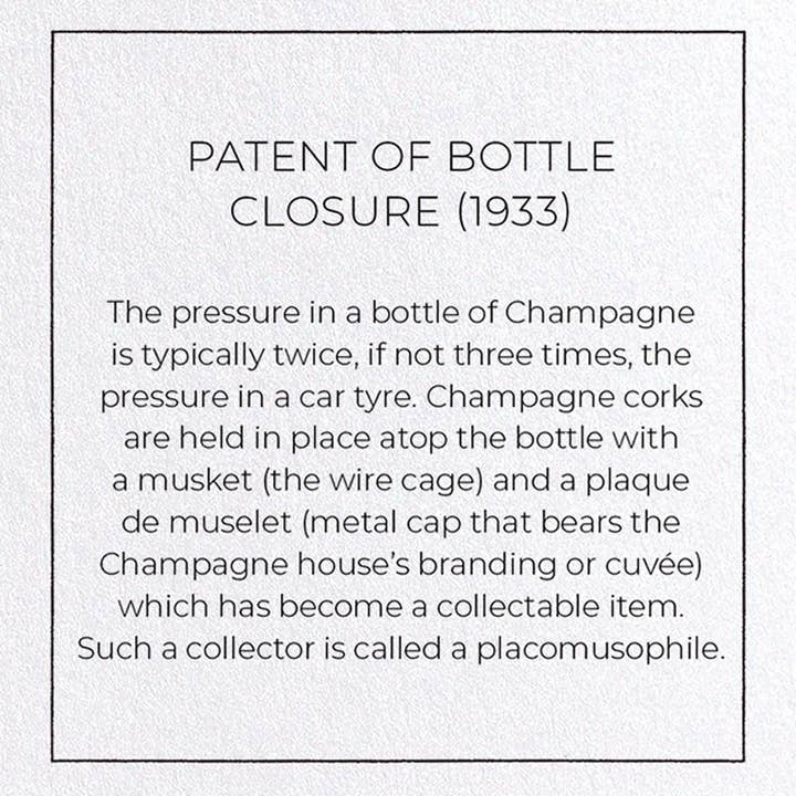 Ezen Trade - Wholesale Everyday Greeting Card - PATENT OF BOTTLE CLOSURE (1933): Greeting Card3