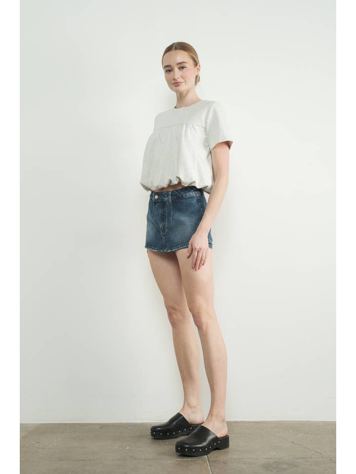 Aaron & Amber - Wholesale T-Shirt - Women's - MAT3226 BUBBLE HEM SHORT SLEEVE T-SHIRTS7