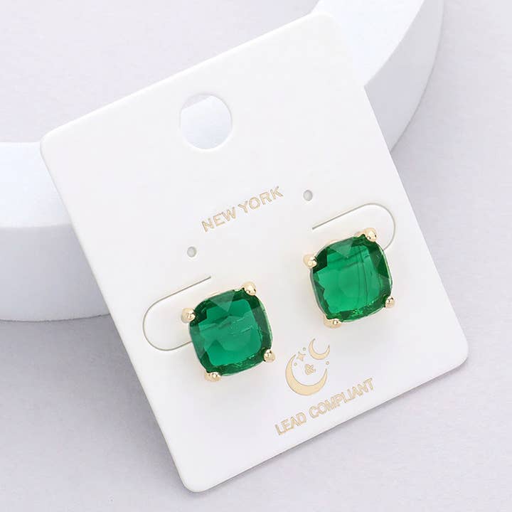 Sensibling Corp. - Wholesale Stud/Post Earrings - Cushion Square Stone Stud Evening Earrings