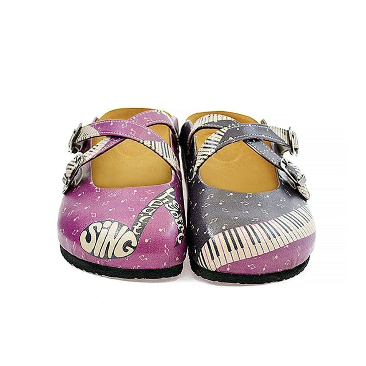 Goby - Wholesale Clogs - Women's - Paarse & Zwarte Muziek Klompen CAL1132