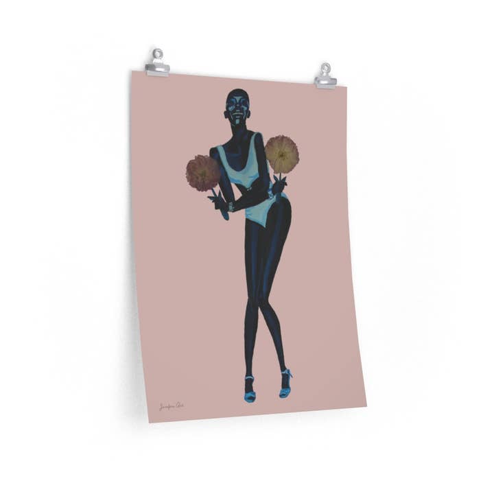 Adut Akech Flower Power Illustration Matte Poster for wholesale by Jurnfern Art, LLC