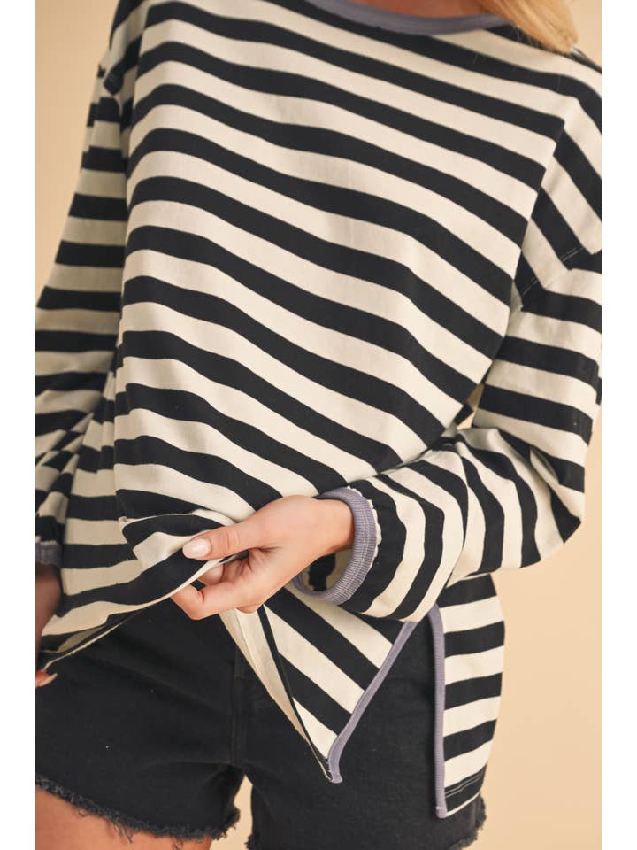 AEMI + CO - Wholesale Knit Top - Women's - 8433FN Onida Stripe Top4