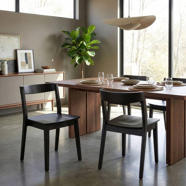 Set of 2 Astor Black Solid Wood Chair with Curved Back for wholesale by Glamour Home