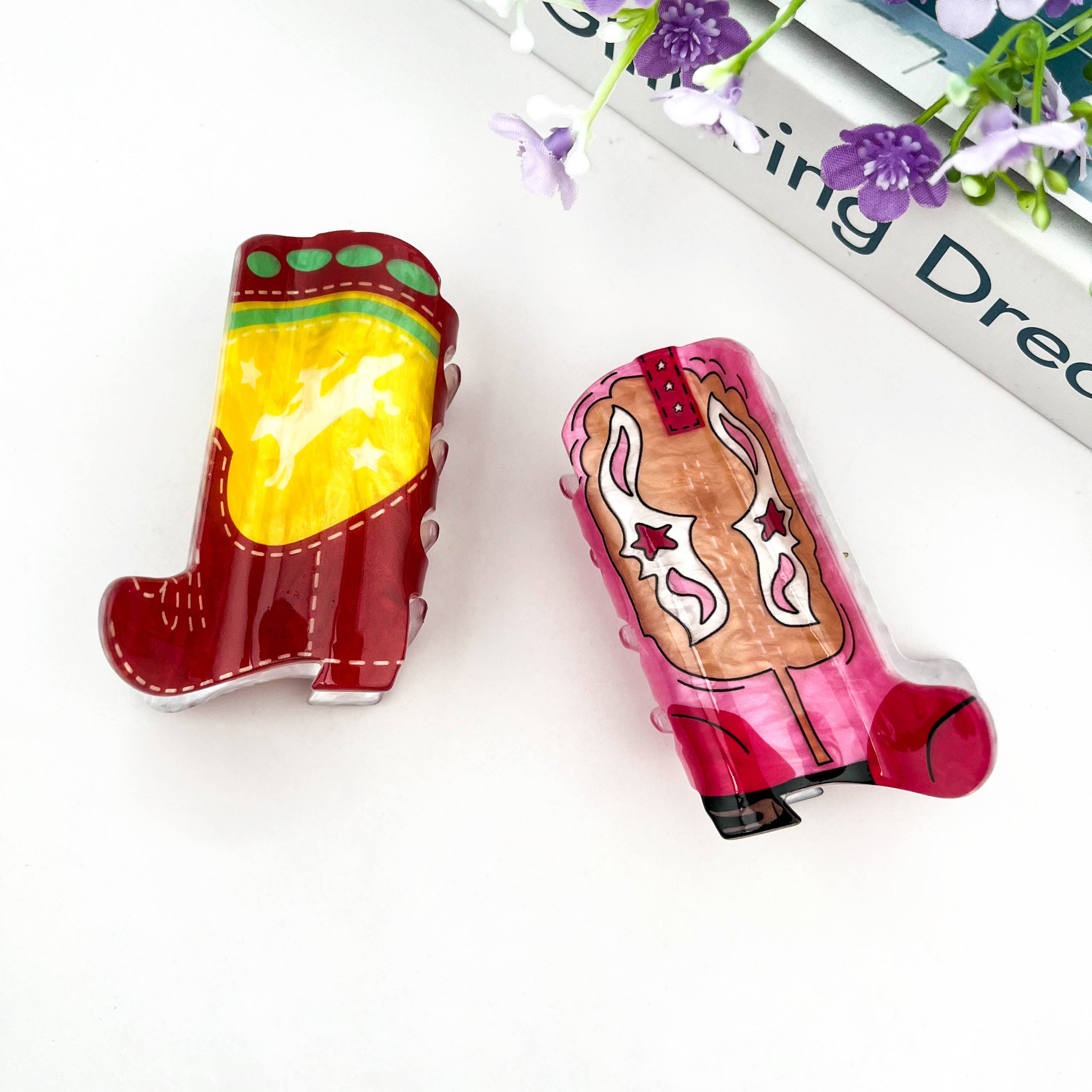 SoapElenGlen - Wholesale Hair Clip - Women's - Cute Cowboy Boot Hair Claw Clip, Sweet & Cool Western Style8