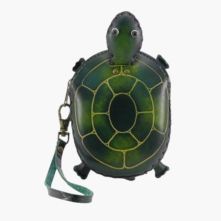 Sunflower Handmade leather inc - Wholesale Coin Purse - Women's - leather Turtle coin purse wallet E353-1 Green large