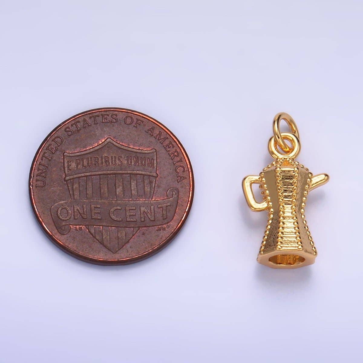 Aim Eternal – wholesale Individual charm/pendant – 24K Gold Filled Italian Expresso Coffee Maker Pot Multidimensional Charm | W3182