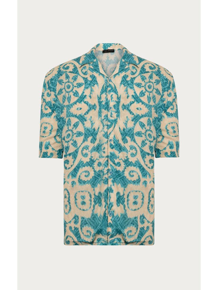 Allover Floral Pattern Oversized Relaxed Shirt - Orange for wholesale on Faire