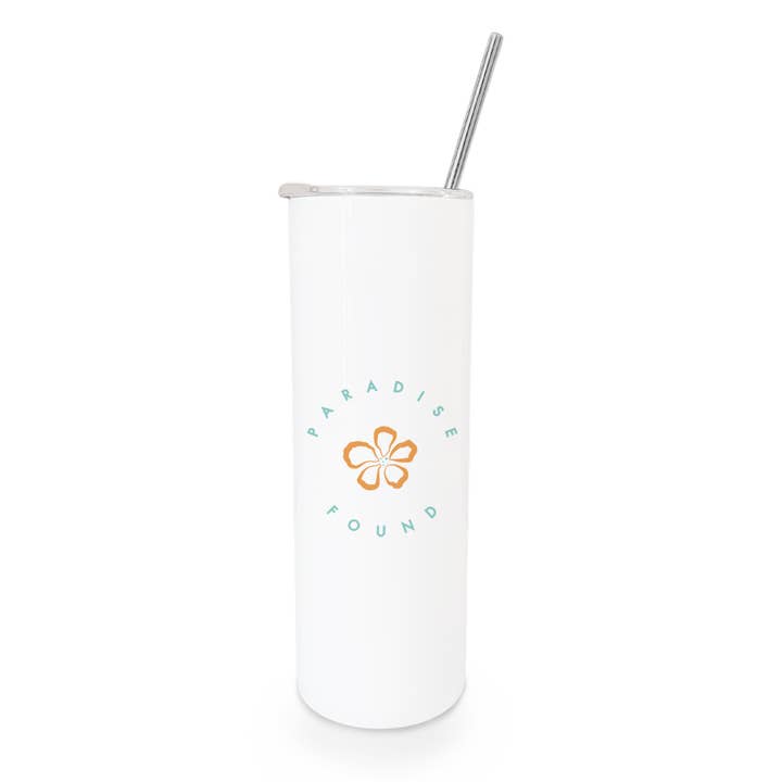 Paradise Found Skinny Stainless Steel Summer Tumbler for wholesale by The Cotton & Canvas Co.