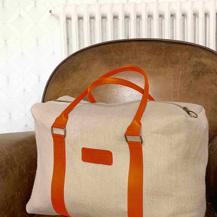 24h-Tasche – natürliche Hanf-Lederkombination in Schwarz für den Großhandel von Fossette