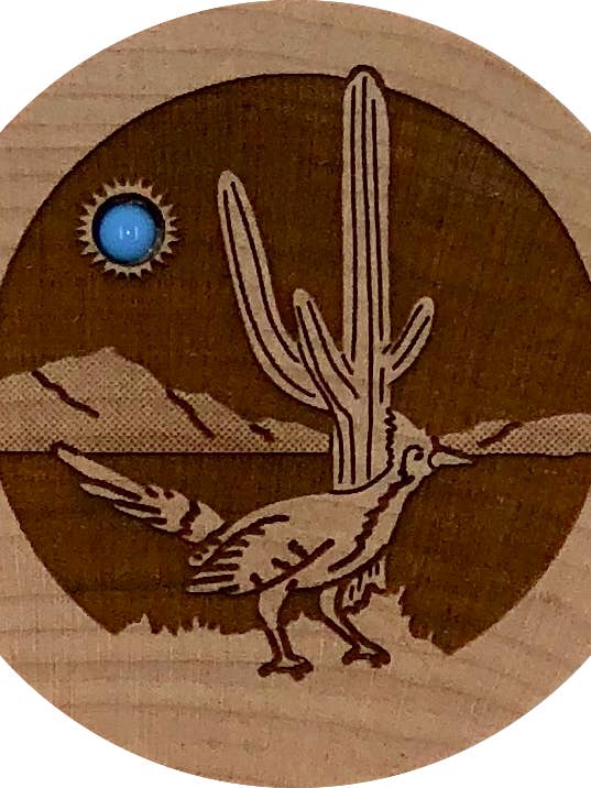 Roadrunner/Cactus Wood Dreambox for wholesale by Woodcutts Inc.
