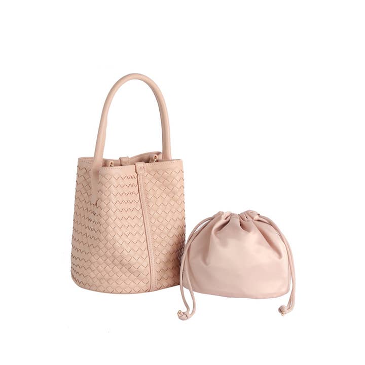 Collections by Fame Accessories - Wholesale Crossbody Bag - Women's - Faux Leather Basket Weave Bucket Bag