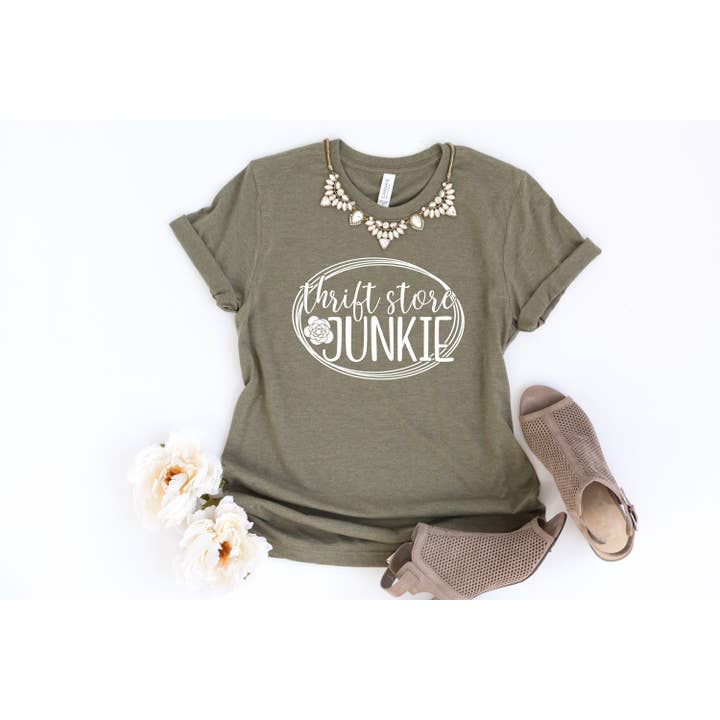 Amy Anne Apparel Inc - Wholesale Screen Printed T-Shirt - Women's - Thrift Store Junkie Tee Shirt | Mom Tee
