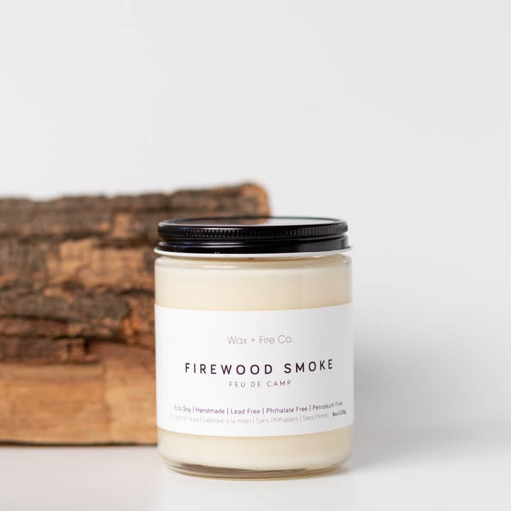 Firewood Smoke Soy Candle - 8oz for wholesale by Wax and Fire Co.