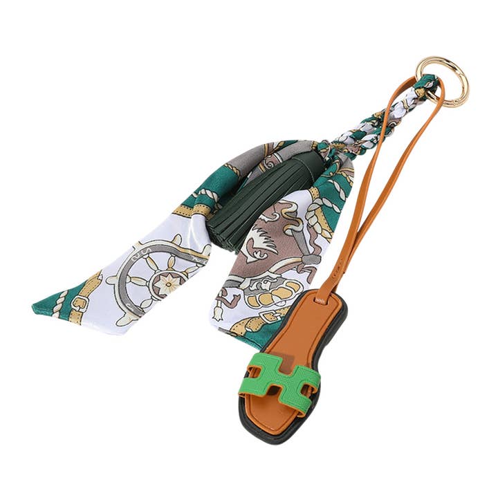 Sensibling Corp. - Wholesale Keychain - Women's - Slipper Keychain Bag Charm with Tassel Mini Scarf