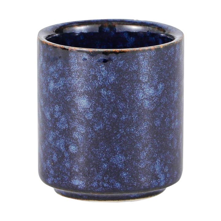 Blue Reactive Glaze 1.25oz Sake Cup (12/240) for wholesale by Urban Tokyo
