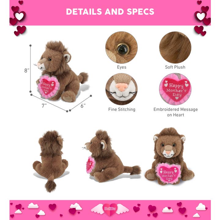 Cota Global – Engroshandel Plyslegetøj - Børn og baby – Plys Mors Dags Hjerte - Superblød Plys - Squat Løve 8"2