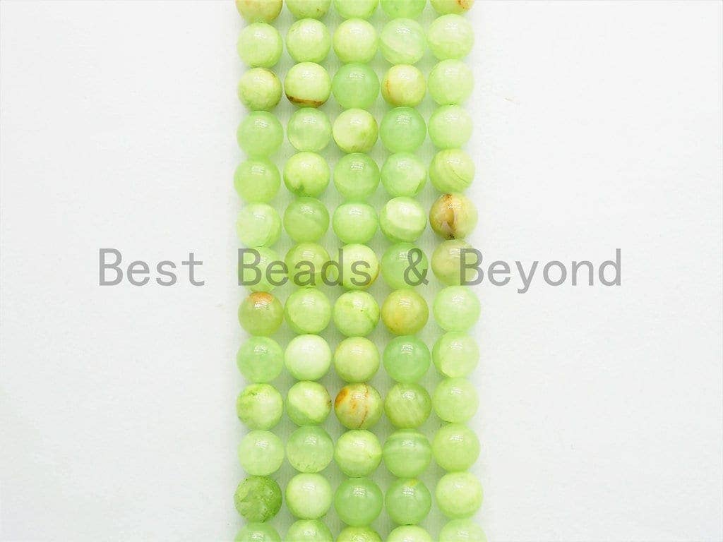 BestBeads&Beyond - Vente Perle - Perles rondes lisses en jade vert citron de haute qualité, 4 mm/6 mm/8 mm/10 mm/12 mm, perles de pierres précieuses vertes, brin de 15,5 pouces, SKU #U3411