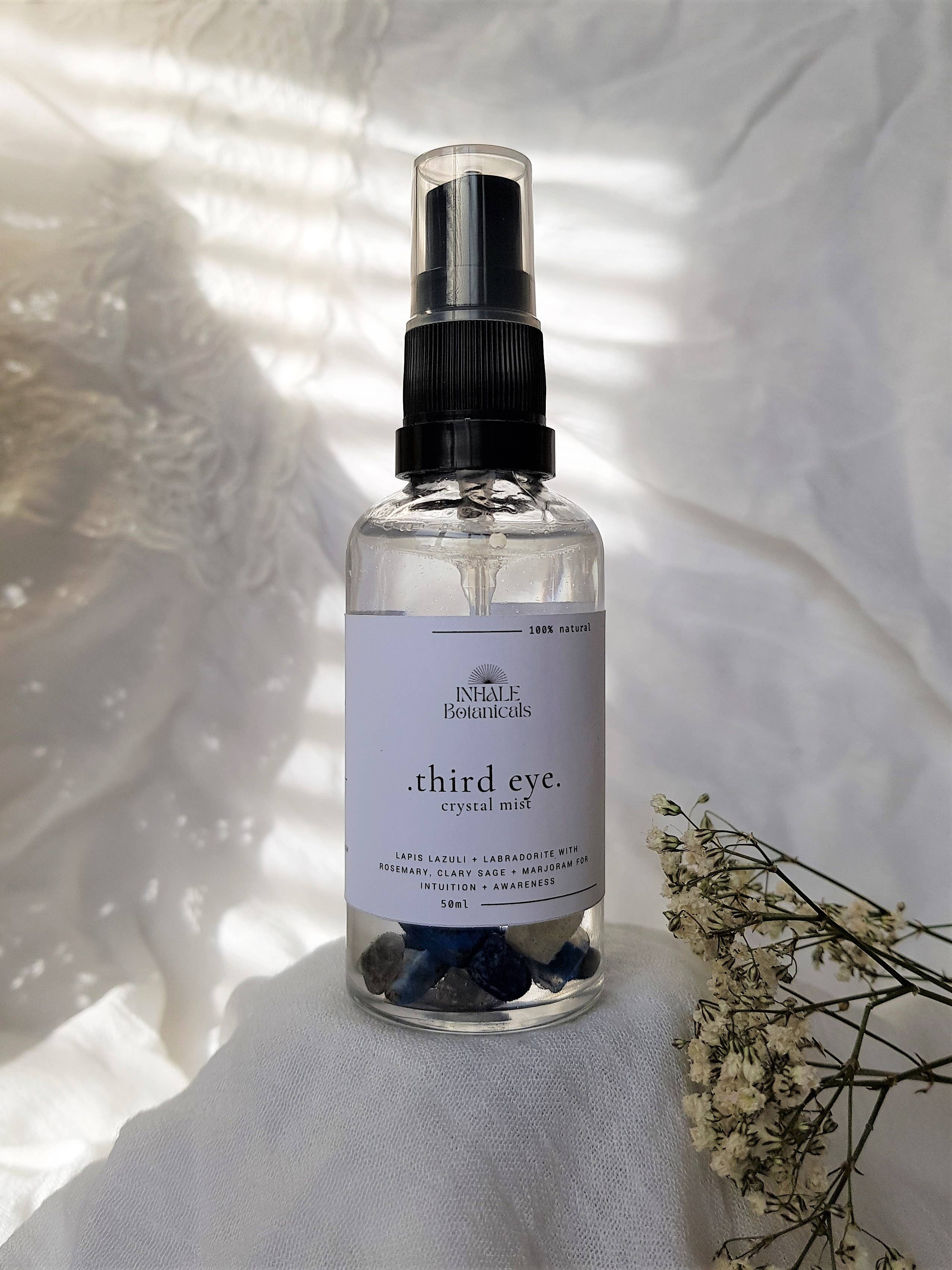 Inhale Botanicals – wholesale Face & body mist/water – Third Eye Chakra Mist, Crystal Infused1