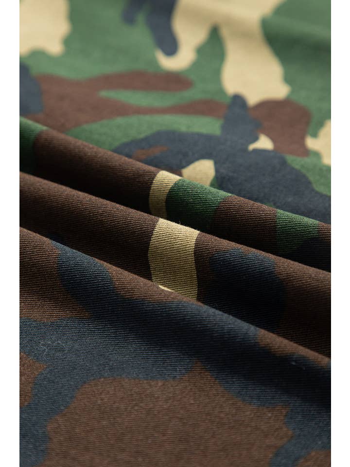 Brown Leopard Camo Patchwork Oversized Shacket for wholesale on Faire9