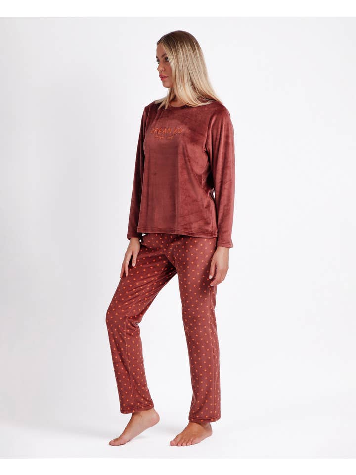 CHOKLAD ADMAS dröm stor långärmad sammet pyjamas för kvinnor för wholesale på Faire