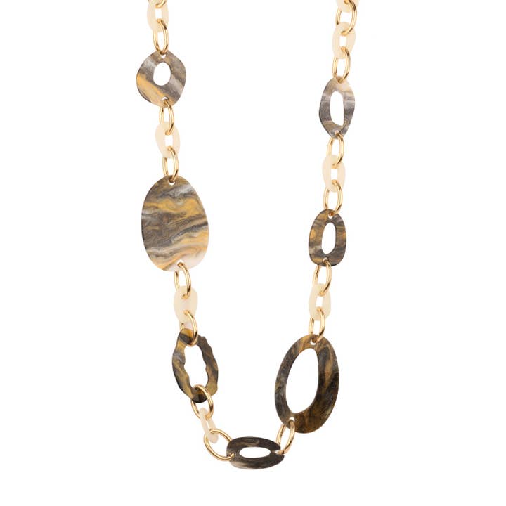 Grote gouden, witte en grijze acryl 32" ketting voor wholesale door What's Hot