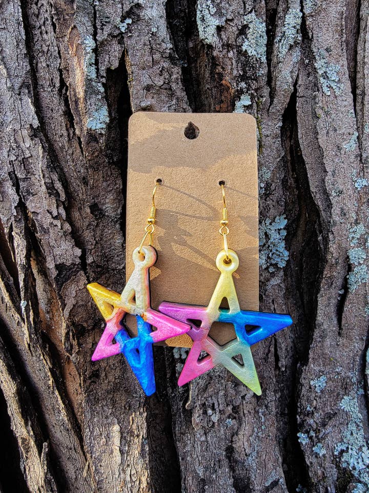 Multicolored Star Dangle Earrings for wholesale by Loving Appalachia Inc