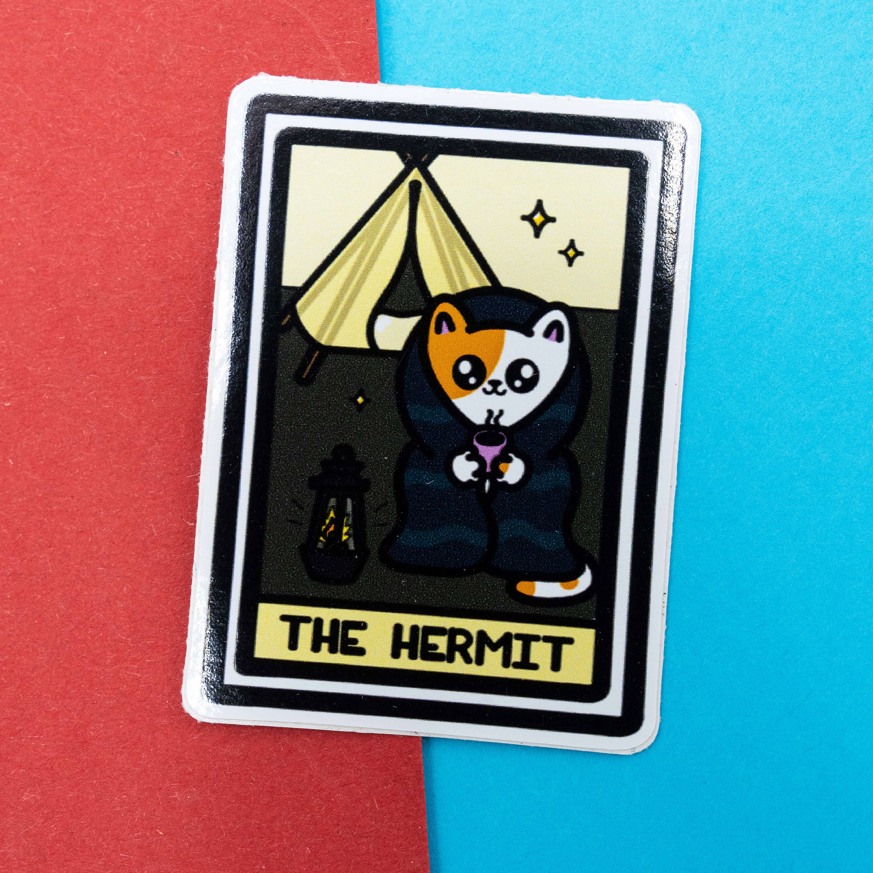 Innabox Ltd – wholesale Sticker – The Hermit Tarot Card Cat Sticker1