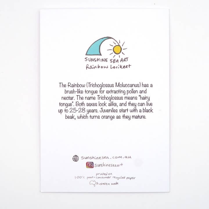 Sunshine Sea Art - Wholesale Birthday Card - Rainbow Lorikeet Greeting Card Australian Bird Birthday Card1