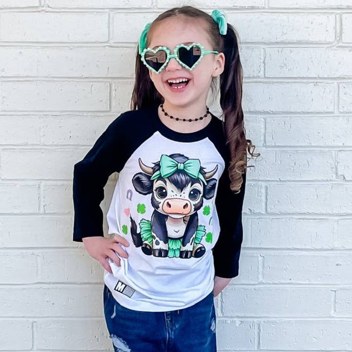 Lucky Cow RAGLANS, (Multiple Options) for wholesale by Micro Me