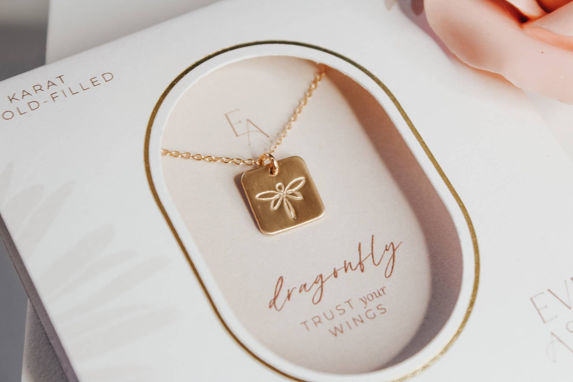 Ever Aster - Wholesale Pendant/Charm Necklace - Dragonfly Square Necklace3