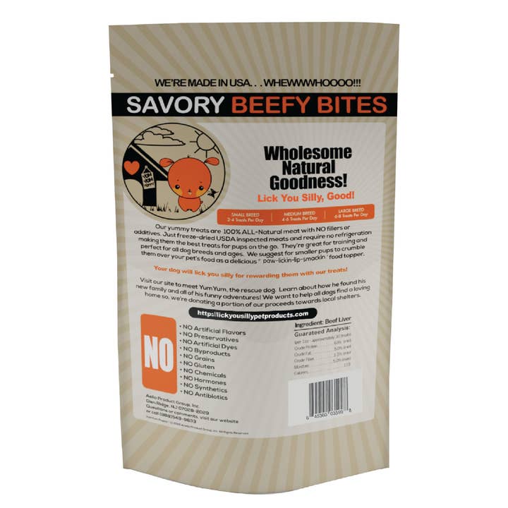 Lick You Silly Pet Products – wholesale Pet treats – Dog – 4oz Lick You Silly Premium BEEF freeze-dried dog treats
