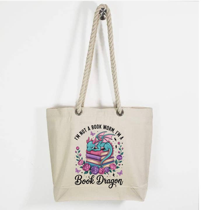 Book Dragon- Tote Bag for wholesale by A Little Something Gift Shop