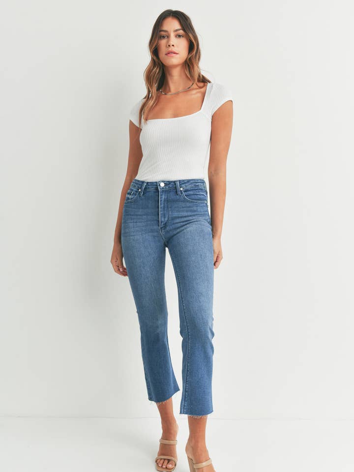 JUST BLACK DENIM - Wholesale Jeans - Women's - BP370J - MED - High Rise Tonal Crop Flare