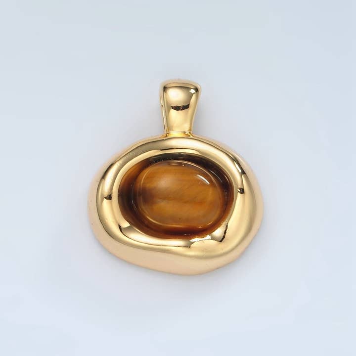 Colgante Ovalado de Ojo de Tigre con Bisel Fundido Relleno de Oro de 24K | H876 para venta al por mayor de Aim Eternal